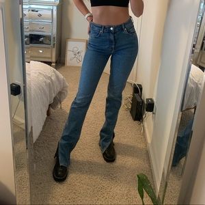 Zara high rise split jean